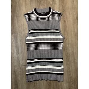 Women’s Size Medium Striped Sleeveless City Chic Pull Over Sweater